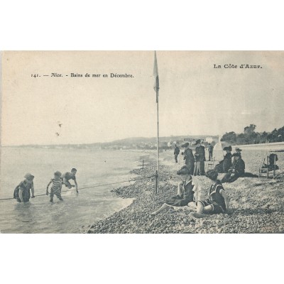 Nice - Bains de mer en Décembre - Carte postale bon etat